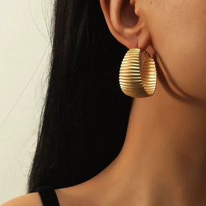 Monica Textured Gold Hoop Earrings