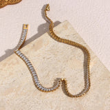 Ava 18K Gold Baguette Tennis Necklace