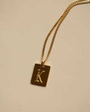 18k Gold Plated Engraved Initial Pendant Necklace