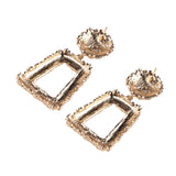 Gold Hammered Square Geometric Earrings
