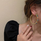 Candy Girl Multicolor Rhinestone Hoop Earrings