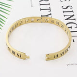 18k Gold Plated Roman Numeral Cuff Bracelet
