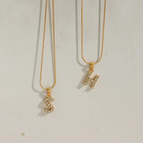 18K Snake Chain Initial Pendant Necklace