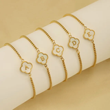 18K Gold Clover Initial Bracelet
