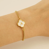 18K Gold Clover Initial Bracelet