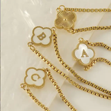 18K Gold Clover Initial Bracelet
