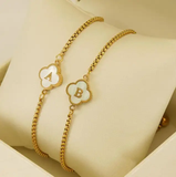 18K Gold Clover Initial Bracelet
