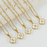 18K Gold Clover Initial Necklace