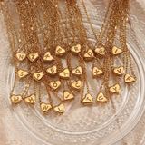 18K Gold Dainty Heart Initial Necklace