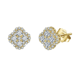 14K Sterling Silver Clover Embellished Stud Earrings