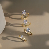 14K Sterling Silver Round-Cut  Ring