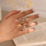 14K Sterling Silver Round-Cut  Ring