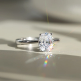 14K Sterling Silver Oval-Cut Ring