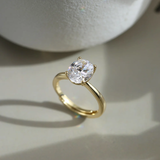14K Sterling Silver Oval-Cut Ring