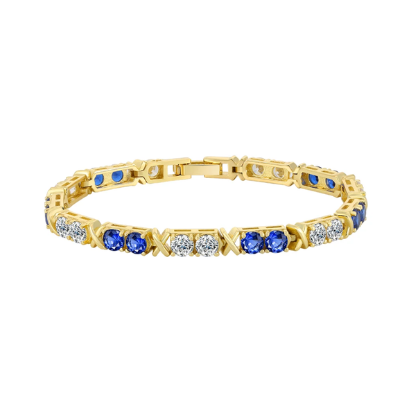 14K Sterling Silver Sapphire Embellished Tennis Bracelet