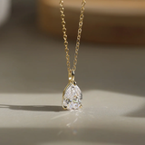 14K Sterling Silver Teardrop Pendant Necklace