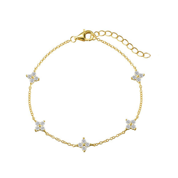 18K Gold Flower Crystal Dainty Bracelet