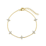 18K Gold Flower Crystal Dainty Bracelet