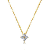 18K Gold Flower Crystal Dainty Pendant Necklace