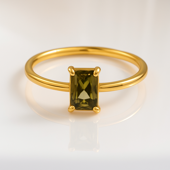 Olive Glow Solitaire Ring