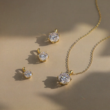 14K Sterling Silver Round-Cut  Pendant Necklace