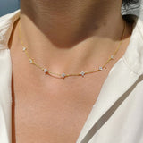 18K Gold Flower Crystal Dainty Necklace