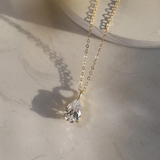 14K Sterling Silver Teardrop Pendant Necklace