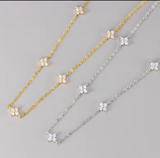 18K Gold Flower Crystal Dainty Necklace