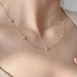 18K Gold Flower Crystal Dainty Necklace