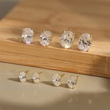 14K Sterling Silver Oval-Cut Stud Earrings