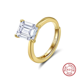 14K Sterling Silver Emerald-Cut Ring