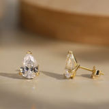 14K Sterling Silver Teardrop Stud Earrings