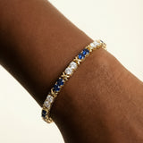 14K Sterling Silver Sapphire Embellished Tennis Bracelet