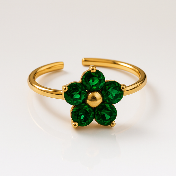 Emerald Blossom Ring