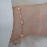 18K Gold Flower Crystal Dainty Bracelet