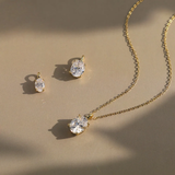 14K Sterling Silver Oval-Cut  Pendant Necklace