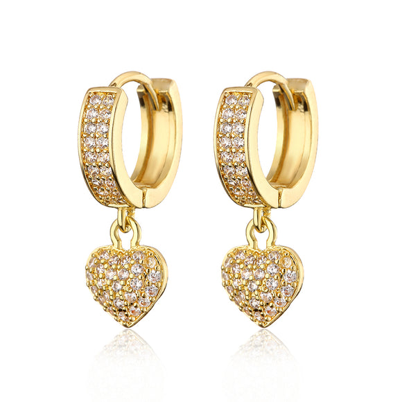 Ife 18K Gold Crystal Embellished Heart Huggie Earringss