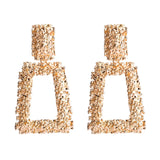 Gold Geometric Hammered Dangle Earrings