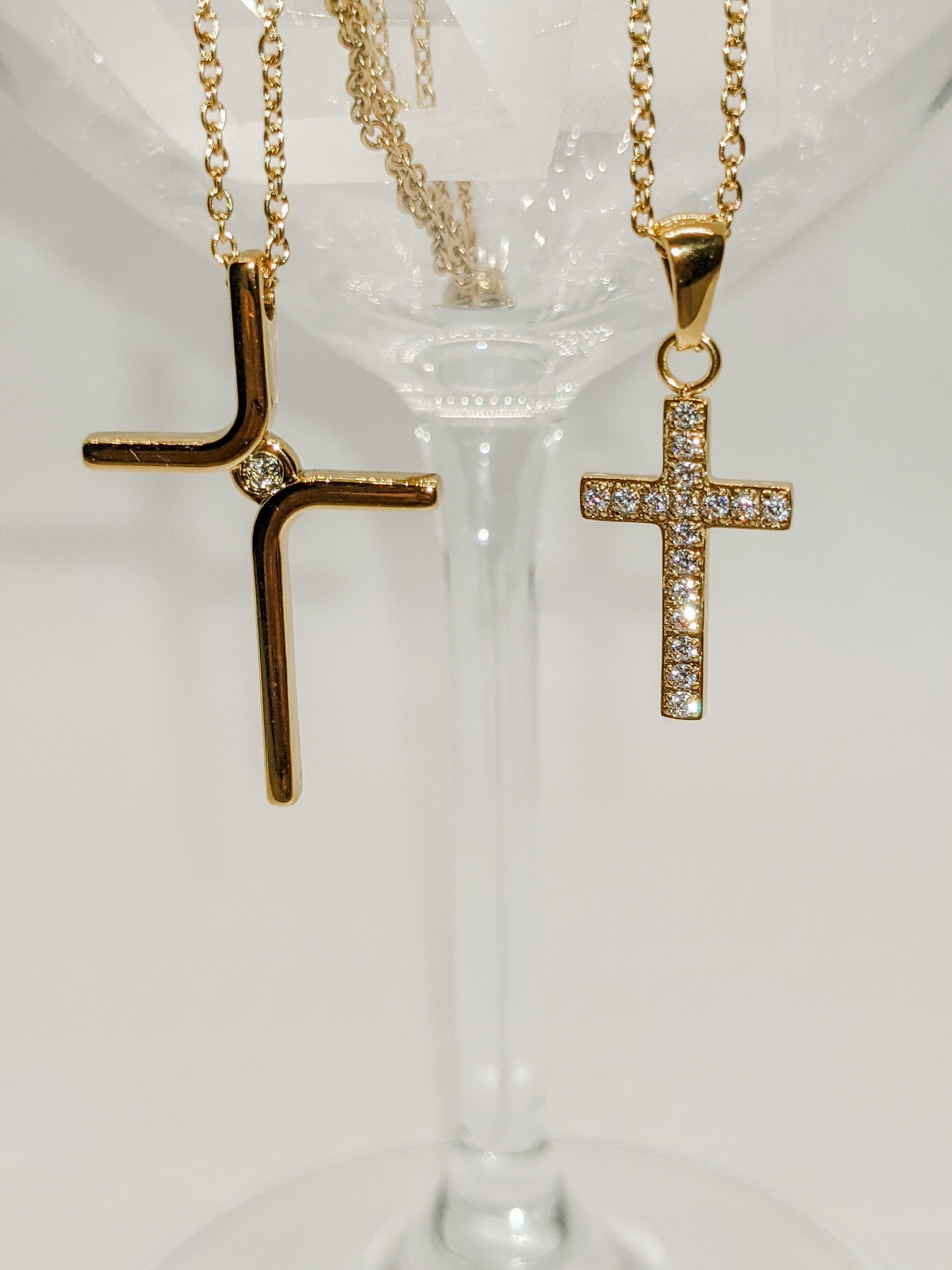 INOX Jewelry 18K Gold IP Inlay & Gun Metal IP Cross Pendant